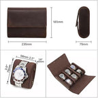 Genuine Leather Watch Roll Travel Case, Vintage Full Grain Leather Watch Box - Image 3