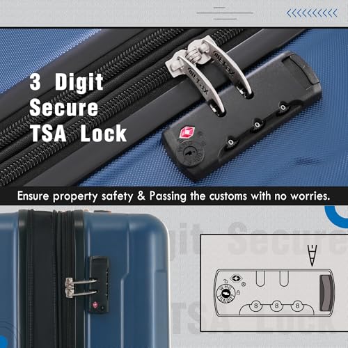 Luggage Set Expandable 2 Piece Suitcase Sets with Spinner Wheels (2-piece Set / Blue(20/28+bags))
