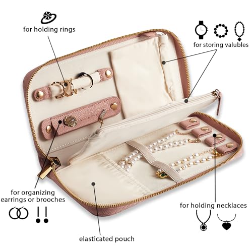 Travel Jewelry Organizer Case (Large Macaron Pink)