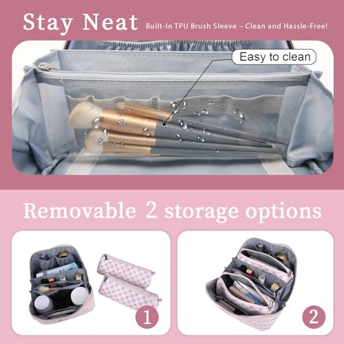 Travel Makeup Bag Cosmetic Bags for Women (A-3-Pink)
