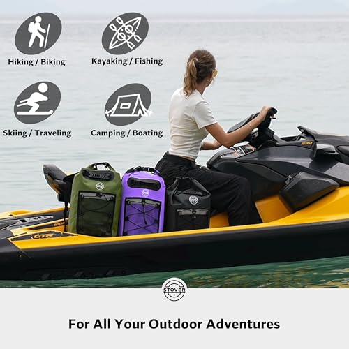 5/10/25/30/40L Waterproof Dry Bag & Phone Case - Large Floating Dry Backpack for Kayaking, Travel, Hiking, Fishing, Camping, Motorcycles & Beach, Heavy-Duty Roll Top Men/Women (Purple) (25L+ Purple / 40L)