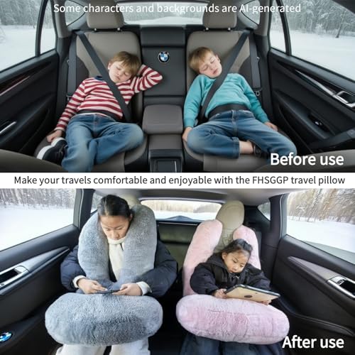 Travel Pillow Car Pillow Kid Car Sleeping Large Gray (E-gray)