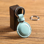 Genuine Leather Keychain Holder Compatible with Airtag ([1 Pack] Cyan V1.0)
