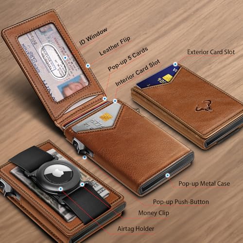 Men Leather Wallet for AirTag (Brick Brown8621)