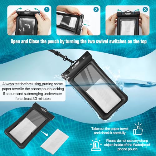 IP68 Waterproof Phone Pouch 2 Pack (Aqua Green Black 2 pack)