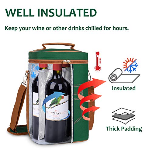 4 Bottle Wine Tote Carrier (Green / 4 Bottle-without front pocket)