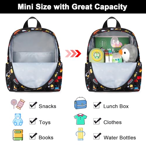 Toddler Backpack Harness with Leash (Black, Black Link)
