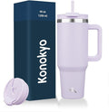 40 oz Tumbler with Handle and 2 Straws, 2 in 1 Lid Insulated Water Bottle by Konokyo