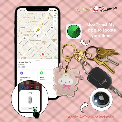 x Sanrio Keychain Case Compatible with Apple AirTag (Latte Bears - Pochacco)