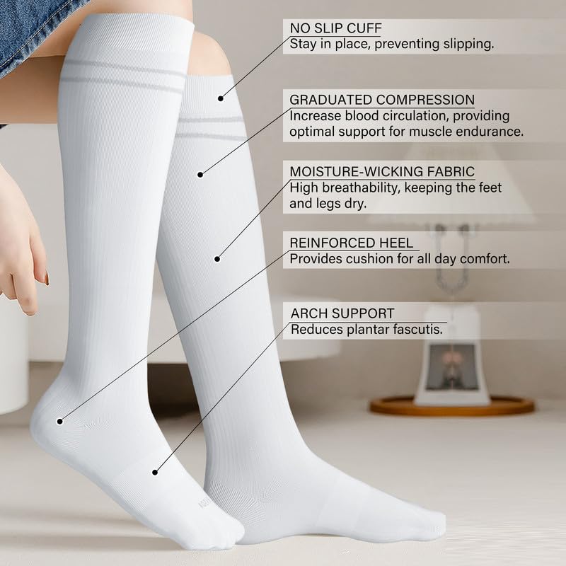 Viscose Made from Bamboo Compression Socks for Pregnant Women 20 (Small / 4 Pair-white)