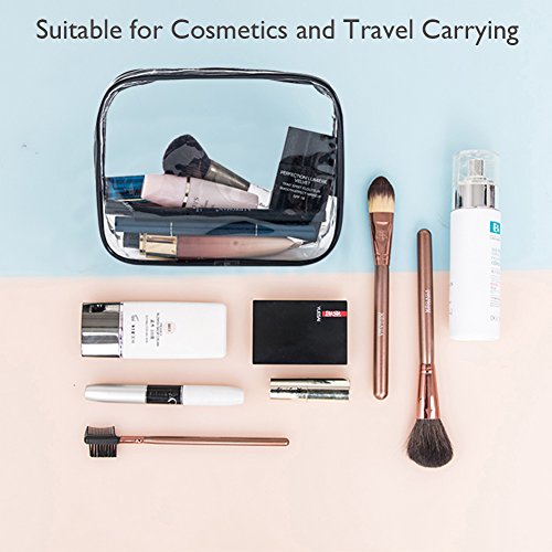 6 Packs Clear Makeup Bags (Black-6PCS (Large+Medium+Small))