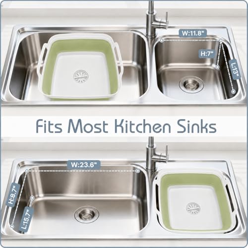 Collapsible Dish Basin with Drain Plug (Green)