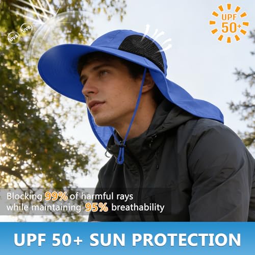 Sun Hat for Men Women with Neck Flap (6 3/4-6 7/8 / 1pack-royal Blue)