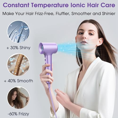110000 RPM Brushless High Speed Plasma Hair Dryer for Home Travel (Purple)