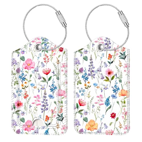 Luggage Tags Privacy Cover ID Label for Travel Bag Suitcase (Polychrome Blooms)