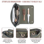 Hair Tools Travel Bag and Heat Resistant Mat 17" (Olive)
