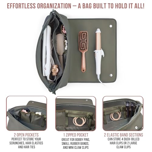 Hair Tools Travel Bag and Heat Resistant Mat 17" (Olive)