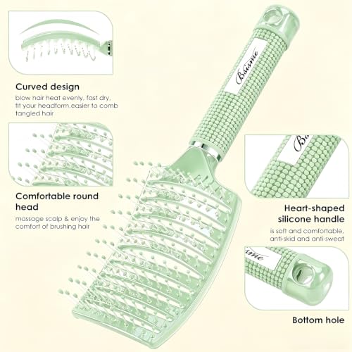 Hair Brush with Hair Clips (Green)