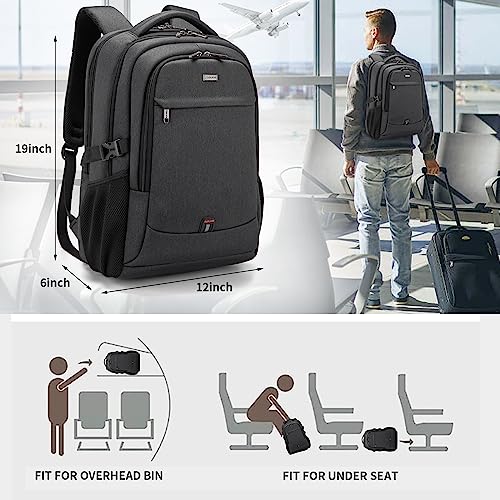 17 Inch Laptop Backpack for Travel with Backpack Rain Cover College Backpack for Men Laptop Bag with USB Charging Port (Dark Grey With Rain Cover / 17 Inch)