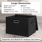 Large 17" 36 Quart Collapsible Stackable Storage Bins with Lids (Black / Large -5 Pack)