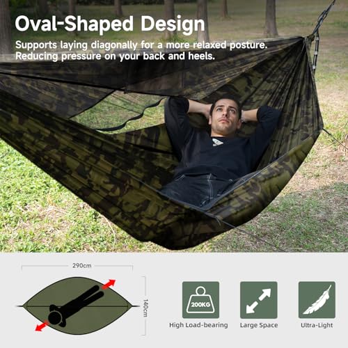 Camping Hammock with Mosquito Net (Top-camouflage)