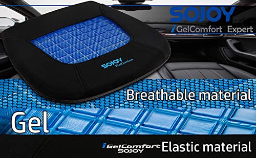 iGelComfort Gel Car Seat Cushion for Long Time Sitting Portable Bleacher Stadium Seat Cushion with Strap Memory Foam Cushion for Office (Black With Green Logo)