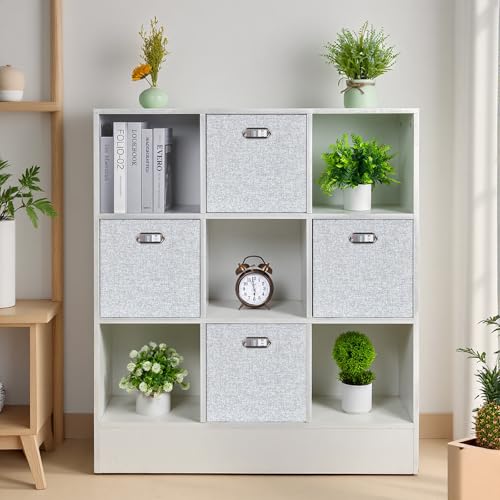 Collapsible Storage Bins (13×13×13/4pcs / Woven Gray)