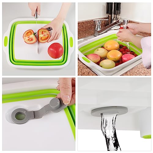 2 Pack Collapsible Cutting Board (White/Green and White/Grey)