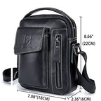 Genuine Leather Shoulder Bag Small Men Messenger Pack Handbag Sling Crossbody Bag Man Purse for Business Work Everyday Outdoor Travel Black (01-black)