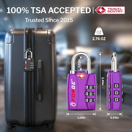 Open Alert TSA Approved Luggage Locks (Purple 4PK)