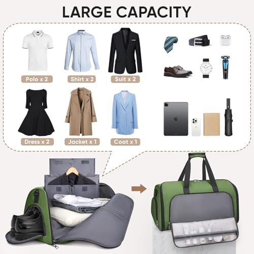Garment Bags for Travel (Green / Convertible)