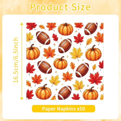 50 PCS Fall Football Pumpkin Cocktail Napkins (Football Pumpkin)