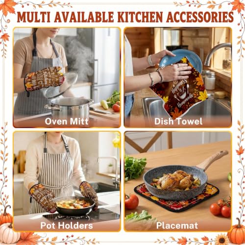 Fall Brown Kitchen Decor Set (Brown Wood Grain)