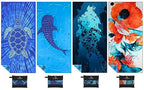 4 Pack Microfiber Beach Towel Oversized 71x32 Colorful Print Bulk (4 Pack Blue and Flower / X-Large (32x71 inches))