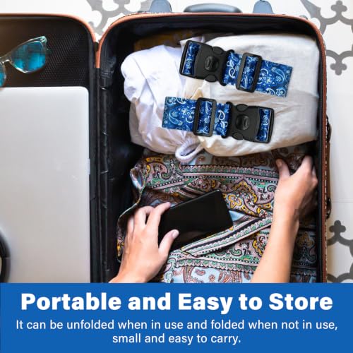 Luggage Straps for Suitcases (Blue Pattern)