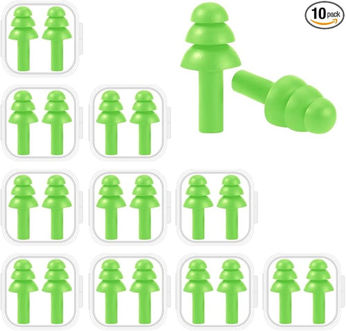 10 Pairs Noise Cancelling Ear Plugs, Premium Soft Silicone, Waterproof by BUYBUYGO