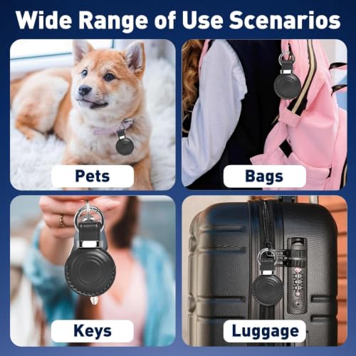 Leather Holder Keychain for AirTag 2nd Gen (A6-Black/Vintage Color/Pink/Brown)