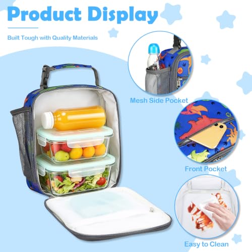 Kids Lunch box Insulated Soft Bag Mini Cooler Back to School Thermal Meal Tote Kit for Girls (Dinosaur)