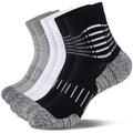 Ankle Compression Socks for Men Athletic Running Socks with Cushioned Support 3 Pairs (X-Large / Cushioned‑black+white+grey(3 Pairs))