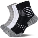 Ankle Compression Socks for Men Athletic Running Socks with Cushioned Support 3 Pairs (X-Large / Cushioned‑black+white+grey(3 Pairs))