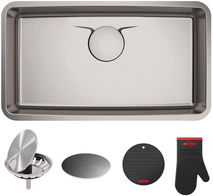 KRAUS Dex 33-inch Undermount 16 Gauge Stainless Steel Single Bowl Kitchen Sink by KRAUS