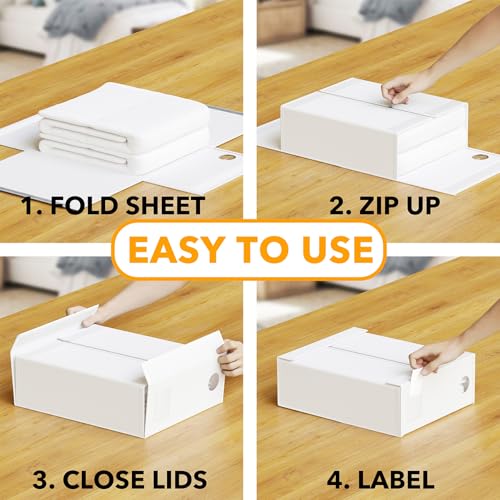 3 Pack Bed Sheet Organizers and Storage (3 Pack / White)
