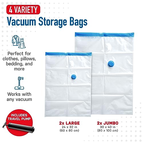4 Pack Variety Vacuum Storage Bags for Comforters (Variety 4-Pack)