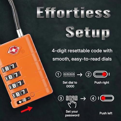 TSA Approved Luggage Locks with Search Alert Indicator (Orange)
