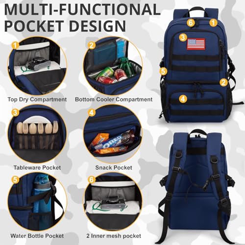 Tactical Double Deck Cooler Backpack for Men (Blue / Large)