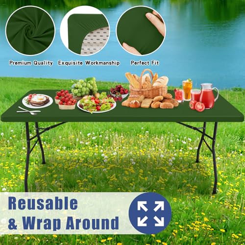 2 Pack Rectangle Spandex Fitted Table Cloth (Olive Green / 96" x 30" (Rectangular))