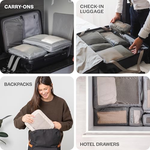 Compression Packing Cubes for Travel (4-Pack / Black)