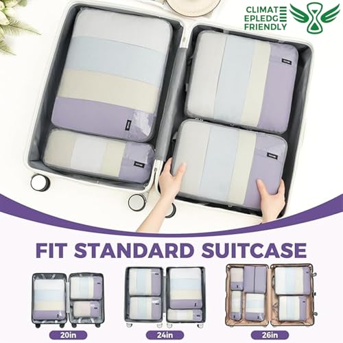 Lightweight Compression Packing Cubes for Travel (Dusty Purple / 6 Set)