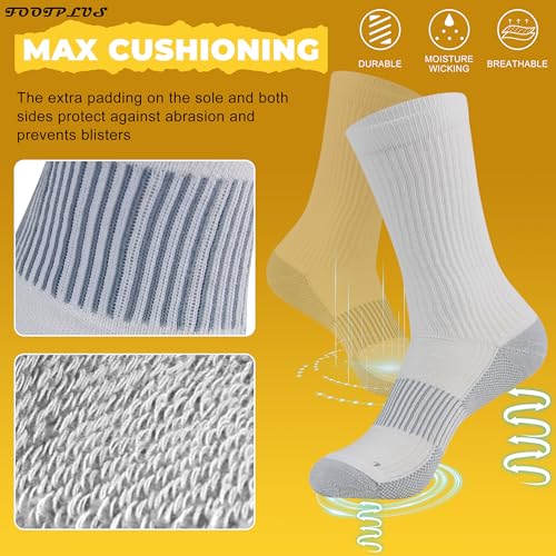 6 Pairs Hiking Running Copper Socks Men (Large-X-Large / 01# 6 Pairs- White Crew)