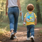 Toddler Harness Leash + Anti Lost Wrist Link (Blue/Breathable Car & Excavator)